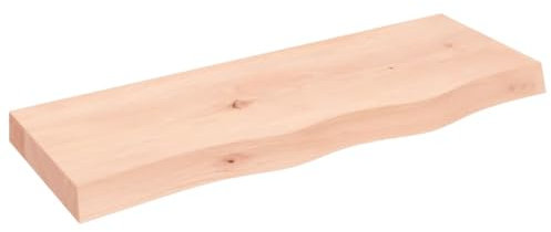 Makastle Waschtischplatte Holzbohlen Ideal für Aufsatzwaschbecken, Tischplatte Holzplatte Baumkanten-Platte für Heimwerker, Arbeitsplatten, 80x30x(2-6) cm Massivholz Unbehandelt