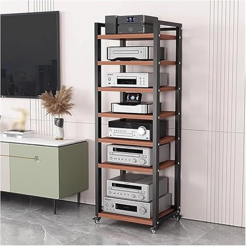 Generico Supporto multimediale AV a 5/6/7/8 Livelli, Supporto Audio per TV angolare Mobile Resistente e Alto da Pavimento, Mobile consolle per Giradischi con Ruote, ripiano per componenti Stereo mobi
