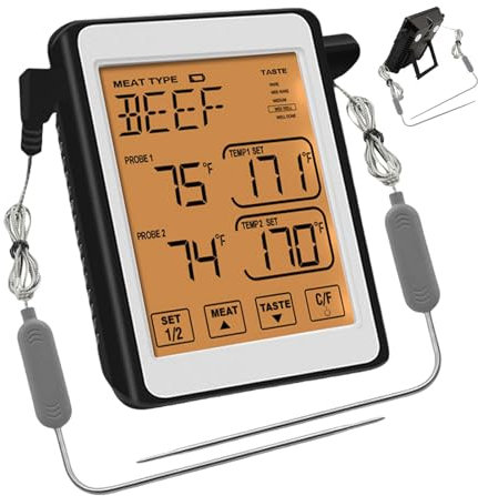 Digital Meat Temperature Meter, Large LCD Display Meat Temperature Sensor, Meat Temperature Meter for Smoker, Meat Temperature Meter for Oven, Kitchen Meat Thermometer, BBQ Grill Meat Temperature