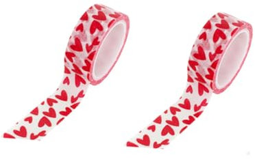 VILLCASE Dekoratives Washi Tape Herz Muster 6 Stück Rot Selbstgemacht Papierband Scrapbooking Geschenk Verpackung Kinder Studenten Party