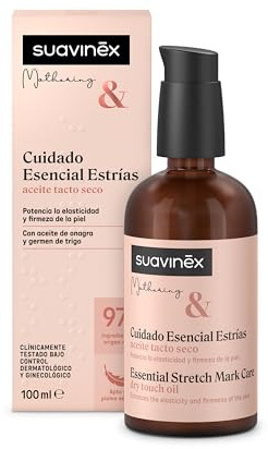 Suavinex, Aceite Antiestrías Embarazo, Calma el Picor, Aroma Suave, 100 ml | Previene Estrías, Potencia Elasticidad, Apto Piel Sensible, Testado, Fácil Absorción, 97% Ingredientes Origen Natural, Vegano
