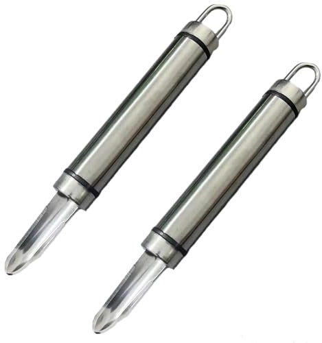 2 Pieces Longans Pears Corer,Stainless Steel Handheld Longan Corer,Portable Vegetable Core Remover,Cherry Core Removal Tool,Fruit Corer and Peeler,Handheld Longan Corer for Lychee,Cherry
