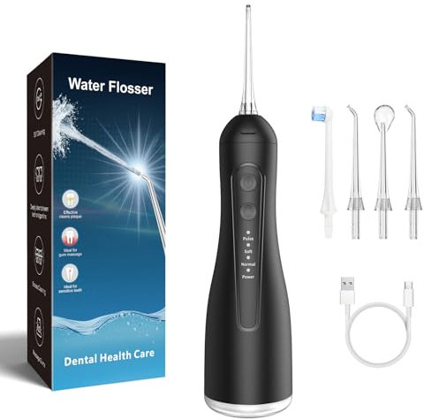 RAXSEG Cordless Water Flosser for Teeth with 300ml Removable Tank & 4 Modes - IPX7 Waterproof Dental Irrigator, Perfect for Travel and Home Use, Ideal for Braces and Sensitive Gums