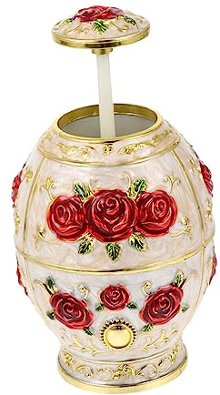Alipis Dekorativer Zahnstocherhalter aus Metall Vintage Spender im Ei Design mit Rosenmotiv Kompakter Küchenbehälter für Zuhause Restaurant Büro Einfach zu Bedienen und Tragbar