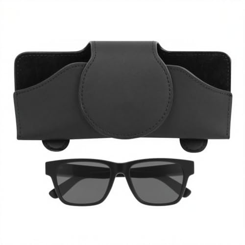 HSUYUN Brillenhalter Sonnenblende, Leder Sonnenbrillenhalter Auto, Schwarz Auto Brillenhalter, mit Magnetischem Design Sonnenbrille Autohalterung, für Aufbewahrung Sonnenbrillen Auto-Sonnenblenden