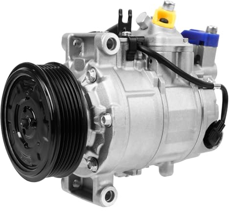 ISINEVER Klimaanlagen Kompressor mit Kupplung Kompatibel mit AUDI A4 B6 8E A6 C6 4F AB BJ 04 Replace# 4F0260805AC, 8E0260805AG, inkl. Öl, mit 6-RILLEN-RIEMENSCHEIBE + 2pin