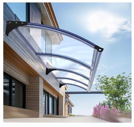 Premium Polycarbonat-Markisenüberdachung für Terrasse, UV- und Regenschutz, stilvoll, gebogen, mit Wandhalterung, 120 x 120 cm