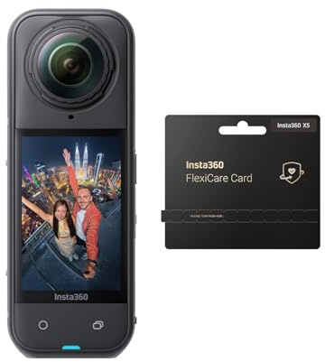 Insta360 X5 FlexiCare Bundle - Waterproof 8K 360° Action Camera, Leading Low Light, Invisible Selfie Stick Effect, Rugged and Replaceable Lens, 3-Hour Battery, Built-in Wind Guard, Stabilization