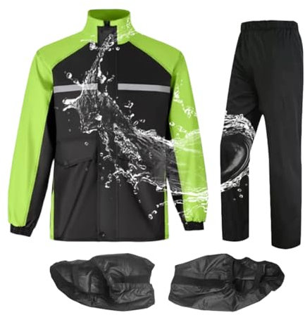 Equipo de lluvia para motociclistas, trajes de motocicleta para hombre, abrigo impermeable, ligero, transpirable, poncho, botas impermeables para camping, golf, ciclismo, pesca, Negro, L