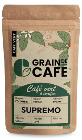 Graindecafé – Café Vert Colombie Supremo 1kg | 100% Arabica Lavé Non Torréfié | De Montagne Rond Et Aromatique | Notes De Cacao Et Fruits Jaunes | Idéal Machine À Grain Une Fois Torréfié