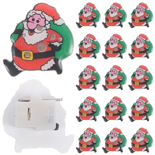 Hemobllo 25 Stück LEDBrosche Weihnachten Brosche Pin, Weihnachtsmann mit Tasche, Anstecknadel Weihnachtsmann Abzeichen für Kind Geschenk Partei Bevorzugungen