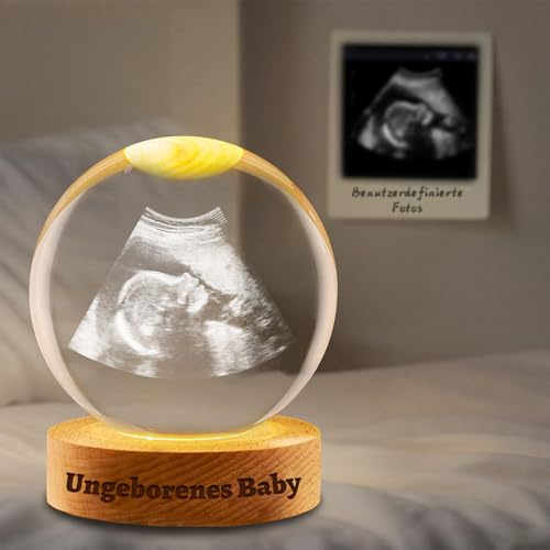 Personalisierte Foto-Kristallkugel, Benutzerdefinierter Name/Text/Bild Individuelles 3D Ultraschall Foto Geschenk zur Weihnachten Muttertag Jahrestag (Ultraschall-Kristallkugel)