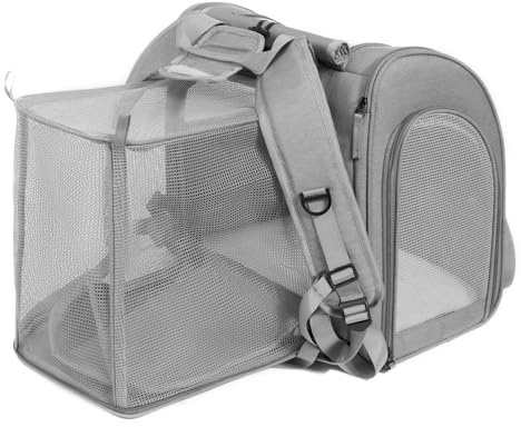 Transportbox Katze Transportbox Katze Groß, Faltbare Katzentransportbox mit Katzenklo, Katzentransportbox mit Katzentoiletten, Haustiertragetasche für Kleine Hund, Welpe (Grau)