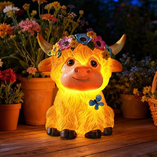 Cuteefun Statue Solaire Exterieur Jardin, Décoration Jardin Vache Alpine