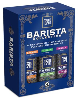 Tate & Lyle Fairtrade Syrup Gift Set, Caramel, Vanilla & Hazelnut - 3x250ml | Barista Syrup Gift Set, Fairtrade Syrup Selection, For Coffee & Drinks, Vegan, Vegetarian & Kosher
