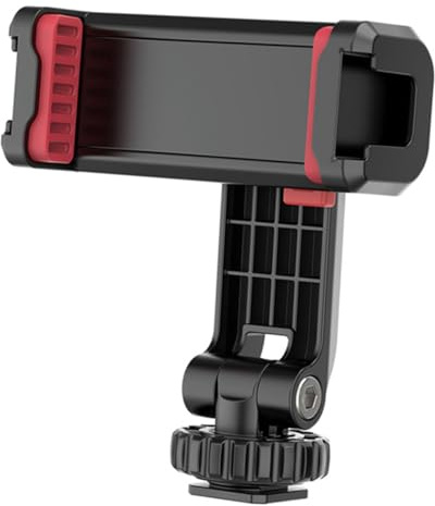 HOODANCOS Cellphone Tripod Mount with Rotation Smartphone Clip Adapter and Cold Shoe for Camera Compatible with Tripods and Stabilizers Portable and Easy to Install