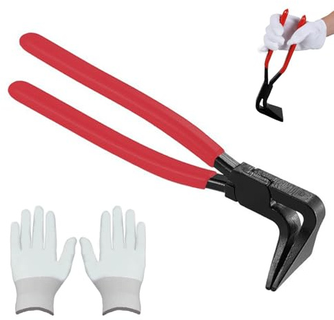 Alicates Plegables 90°, 1 Pieza 6cm de Ancho Alicates para Doblar Chapa, Rojo Alicate Dobladores de Chapa de Metal, Juego de Alicate Plegables, con Mango y Guantes, para Doblar y Alisar