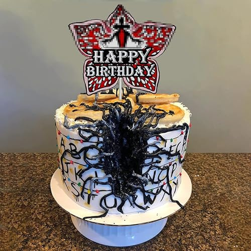 1 PCS Happy Birthday Cake Topper, TV Movie Birthday Decorations, Horror Theme Birthday Cake Decorations Boys Girls Adults Birthday Party Supplies