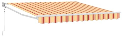 LKJephalotrop Tenda da sole retrattile con braccio articolato, 350 x 250 x 165 cm, in poliestere, tenda da sole manuale per terrazza, giardino e balcone, frangivista a righe