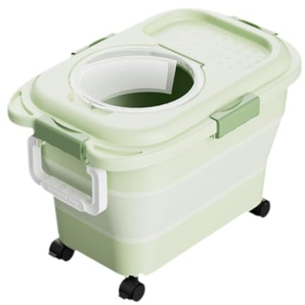 EverPinger Boîte de Rangement pour Nourriture pour Chien Conteneur Pliable à roulettes avec Couvercle Hermétique Fenêtre de Contrôle Polypropylène Résistant, Vert