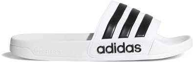 adidas Men's Adilette Shower Slide Sandal, Black/White, 9 M US