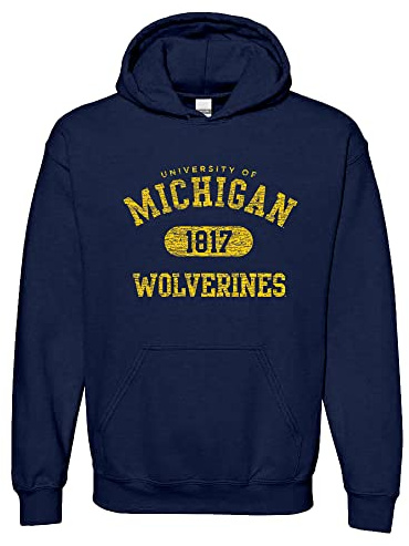UGP Campus Apparel NCAA Offiziell lizenzierter College – University Team Color Athletic Arch Hoodie, Michigan Wolverines Navy, XX-Large