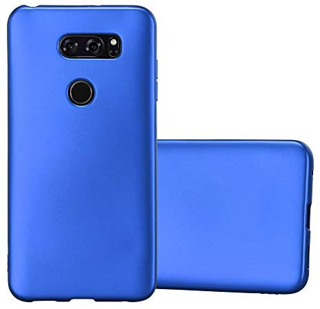 Cadorabo Hülle kompatibel mit LG V30 / V30+ / V30S / V30S+ Schutzhülle TPU Silikon Case Metallic Design Slim Kratzfest Weiche Gummi mit Rundumschutz Case Hülle für LG V30 / V30+ / V30S / V30S+ in Blau