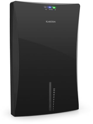 KLARSTEIN Drybest 2000 2G - Déshumidificateur silencieux, Economique avec 70 W, 700 ML/Jour de capacité de déshumidification, Silencieux, Compact, Arrêt Automatique, Noir