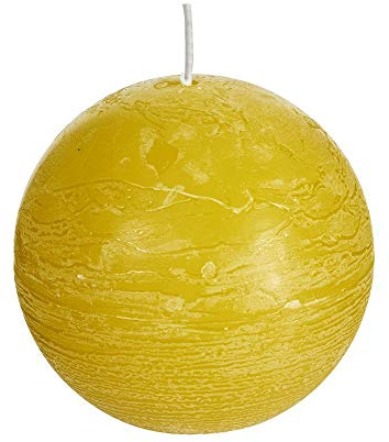 Spaas 6 Rustikale geruchlose Kugelkerzen 80 mm, ± 24 Stunden, Herbstgelb