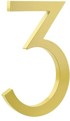 HASWARE Numero civico galleggiante 6 pollici (15 cm) Elegante porta numeri targa alfabeto Numeri indirizzo di casa (3, Oro)