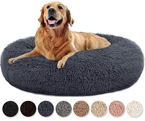 Yurun Hundebett, Flauschiges hundebett Hundesofa Hundekissen flauschig, (8 Farben und 9 Größen wählbar), Bezug abnehmbar und maschinenwaschbar, Donut hundebett Geeignet für Katzen und Hunde