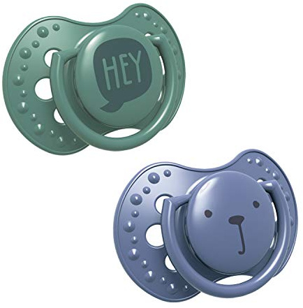 LOVI chupetes para bebé, 6-18 Meses, con Tetina de Silicona, sin BPA, Punta Dinámica, Colección Hey Boy, 2 piezas, Verde