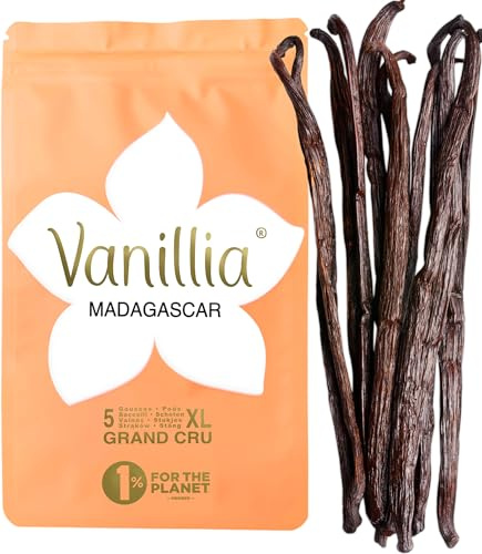 5 Vainas de Vainilla Bourbon de Madagascar XL 15/18cm • GRAND CRU 2026 • Bolsa FreshZIP Vanillia
