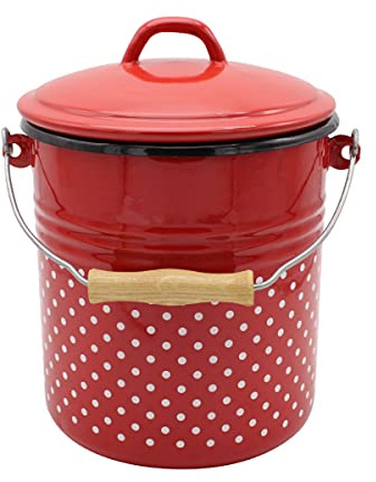 Mülleimer Rio mit Deckel, 5 Liter, Rot mit weißen Punkten/Karl Krüger
