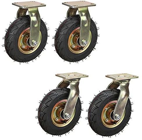 LIGUOYI Schwerlastrollen 4 Stücke - Gummi Möbelrollen - 2 Bockrolle + 2 Lenkrollen - Lade 700KG - Transportwagen Luftreifen - Rollenlager 360 Grad Drehbar - Leise UniversalStoßdämpfend (Size : 10in)