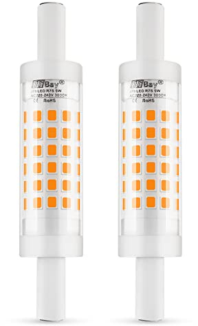 HiBay 2X R7s LED Bulbs 78mm 5W J78 Linear Light Bulb Warm White 3000K | J Type, Energy Saving, Equivalent to 45W R7s Halogen Floodlight, 240V
