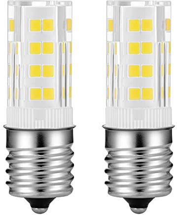 HUIMEIJIA AC110V E17 LED Equivalent to 40W halogen lamp Compatible with GE LG/Whirlpool Microwave bulb replacement part#wb36x10003 400LM 360° Non-dimmable Flicker-free (2 PCS, Warm white 3000K)