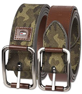 Tommy Hilfiger Wendbarer Gürtel für Herren, Oliv/Blatt für mich (Leaf It to Me), Large (38-40)