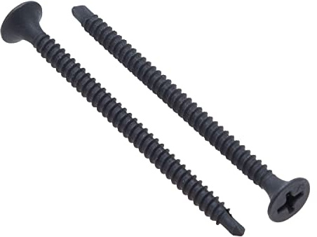 3.5mm x 45mm Vis autoperceuse pour cloison sèche, vis noires autotaraudeuses, filetage fin, vis en acier trempé au phosphate tête cruciforme Phillips pour plaque de plâtre à profil (30 pièces)