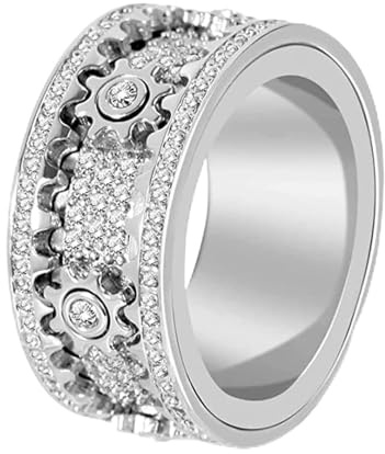 SkyFace Anillo Giratorio Spinner, Anillo Anti ansiedad mujer hombre, Anillo de Engranaje antiestres, Anillo Rotatorio Aliviar Estrés, Joyas con Caja de Regalo para Amistad Familias Compromiso