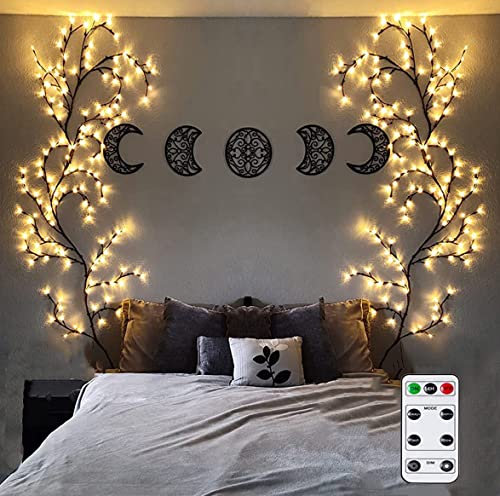 GOESWELL LED Tree Branch Light with Remote Control -7.5Ft 144 LEDs Dimmable Enchanted Willow Vine Lights for Wall Decor, Christmas, Halloween, Meditation Room