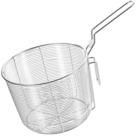 BESTonZON Nudelkorb Edelstahl Nudelsieb Abtropfsieb Seiher Nudelkorbsieb Siebkelle mit Griff Frittierkorb Schöpfkelle Kochsieb Korb für Pasta Nudeln Küche Restaurant 16CM