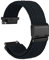 WOCCI 22mm Gewebtes Nylon Uhrenarmband für Damen und Herren, Schnellverschluss, Verstellbare Schwarze Schnalle (Schwarz)