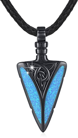 CUOKA MIRACLE Kette Herren Schwarz 925 Sterling Silber Blau Opal Pfeil Anhänger Halskette Punk Pfeilspitze Schmuck Valentinstag Geschenke für Mann Damen Bruder