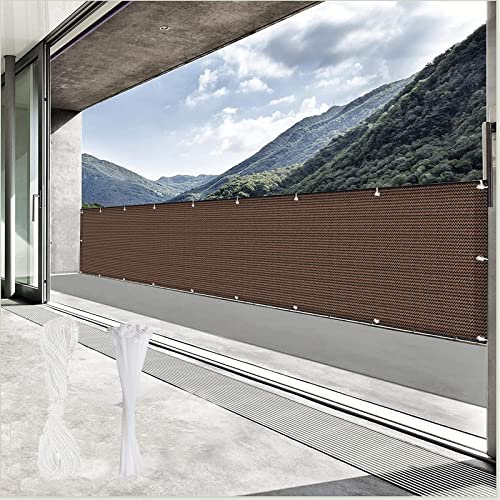 YUANZHI Balkon Sichtschutz Balkonverkleidung 50 x 900 cm Windschutz Staubschutz Schattiernetz Sichtschutz Windschutz mit Ösen und Kordel für Balkongeländer Garten, Braun