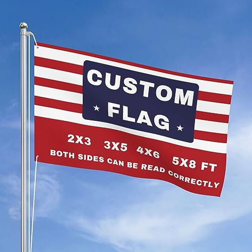 Custom Double Sided Outdoor Flag 3x5 FT - 3-Layer Fabric, Make Your Own Flags with Picture Text Logo, Personalised Garden Flag for Business Holiday Home Decoration