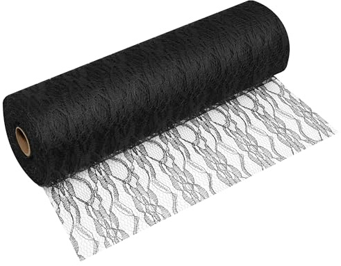 MODERNO Tischläufer Spitzen-Tischband in Schwarz (30 cm x 20 m) hochwertiges Tischdeko-Band für Hochzeiten & Taufen, Festliche Tischdekoration für besondere Anlässe