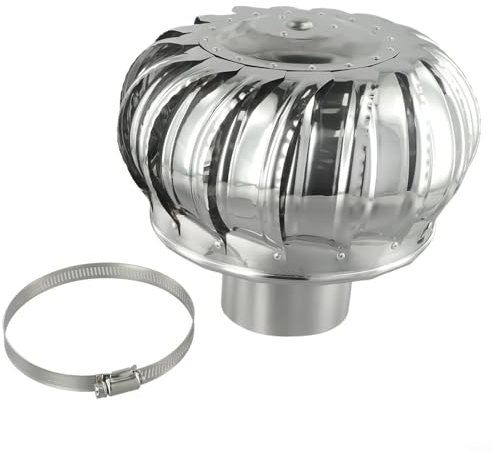 QOXEZY - Schornstein-Spinner-Haube – Edelstahl Schornsteinschleuder – drehbare Schornsteinhaube mit Klemme – Abdeckung für Rauchrohr – drehbare Kappe (Ø100 mm), 1585735716