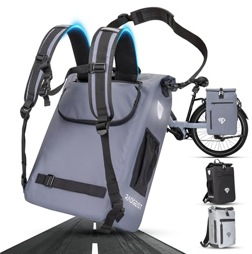 RADGEIST Fahrradtasche Rucksack – 3in1 Fahrrad Tasche für Gepäckträger mit Rucksackfunktion – Gepäckträgertasche 100% wasserdicht inkl. Laptopfach & Umhängegurt – Fahrradrucksack 24Liter