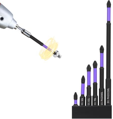 6pcs D1 Anti Slip and Shock Proof Drill Bits, Upgraded High-Hardness Strong Magnetic Drill Screwdriver Bits Cross Impact Screw Driver Bits Set for Electric Screwdriver Impact Drill